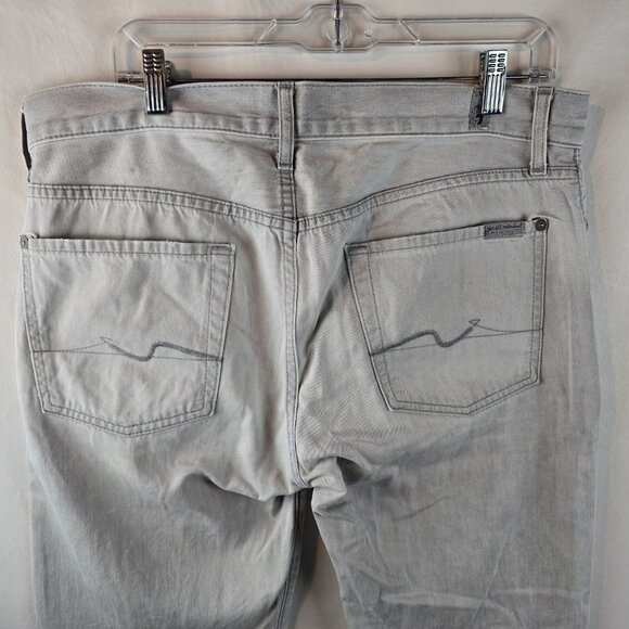 7 For All Mankind Jeans Mens 34 Straight Slim Mid Rise Light Wash Stretch Slimmy - Picture 6 of 11